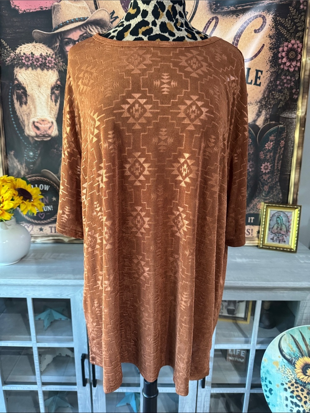 2FLY  Rust Aztec Knit Tunic Top Sz L/XL